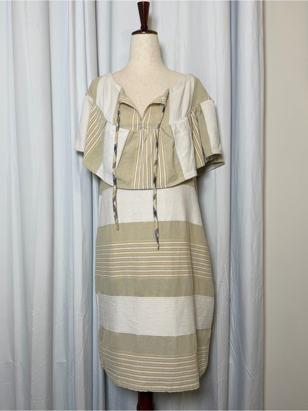 Ace & Jig Clifton Dress Solstice Stripe Cotton Large Ruffle Pockets NWT